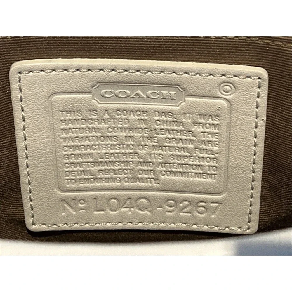 Vtg Coach Hampton White Leather Satchel Purse bag flap Y2K hangtag #9267